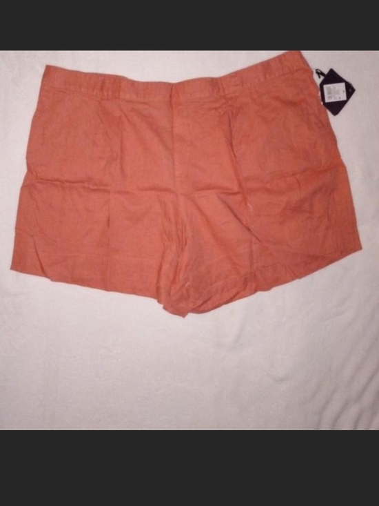 Ava & Viv Pants - Ava & Viv High-Waist Coral-Orange Linen Blend Shorts